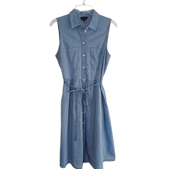 Who What Wear A-Line Shirt Dress Medium Sleeveless Lined Button Front Tie Back - Picture 6 of 16